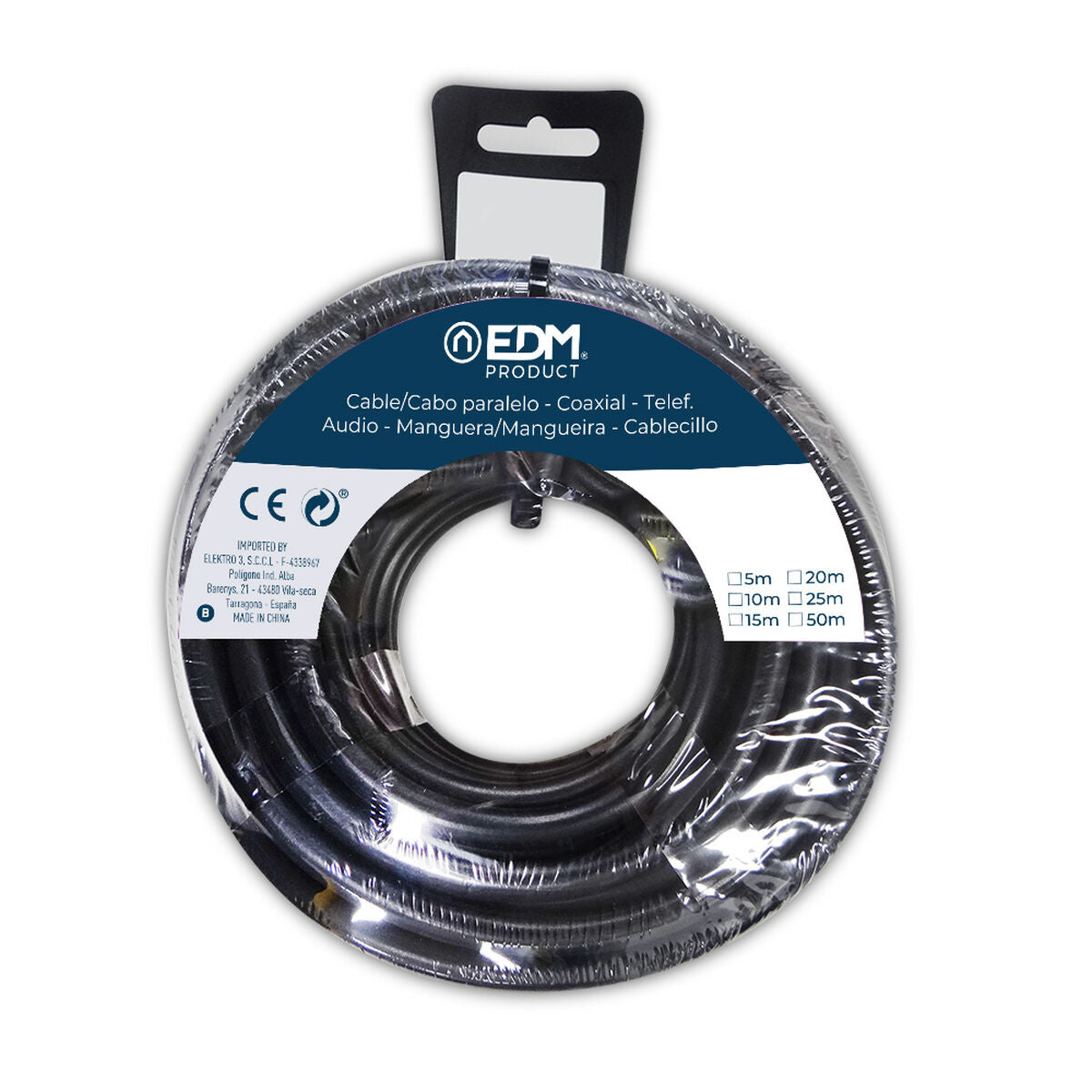 Coaxial TV Antenna Cable EDM 28330 Black 5 m 3 x 1 mm-1