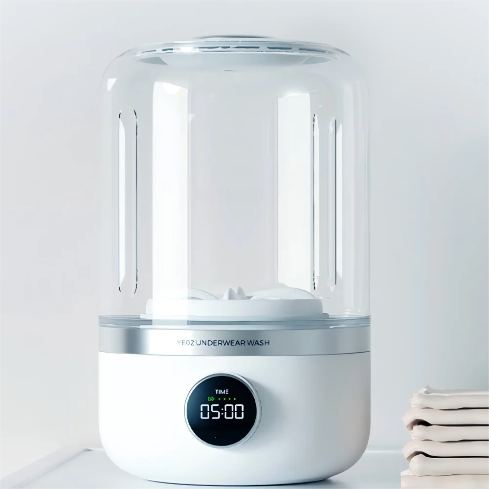 Wireless Mini Washing Machine 1L Portable Laundry Bucket White-1
