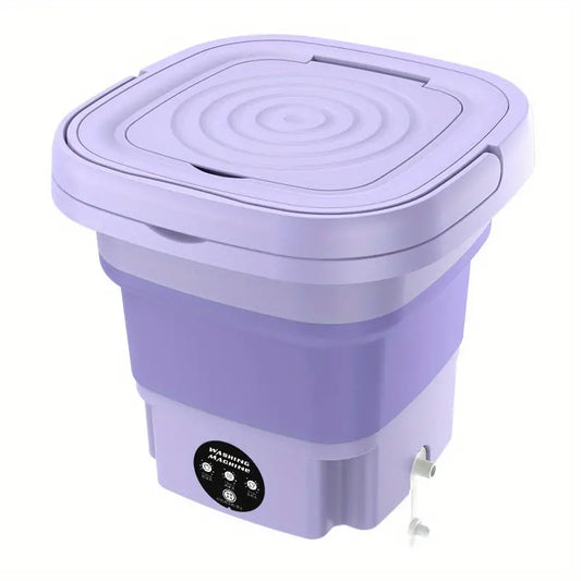Portable Mini Washing Machine - Collapsible, 8L Capacity, 3 Sterilizing Modes, Purple-0
