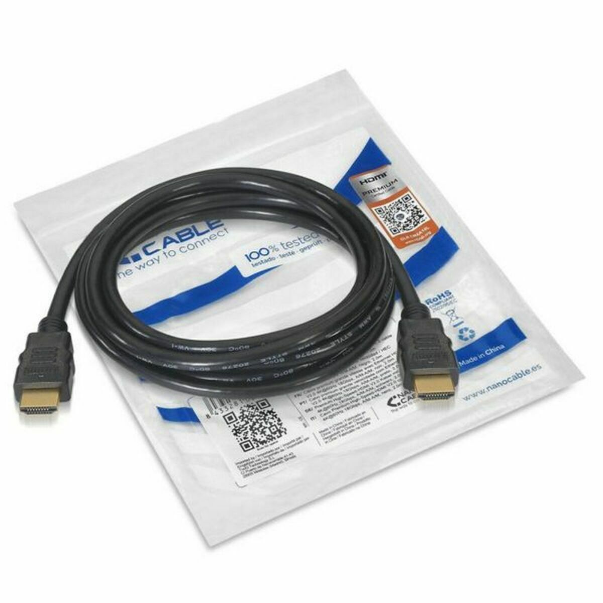 HDMI Cable NANOCABLE HDMI V2.0, 1m V2.0 4K 1 m Black 1 m-1