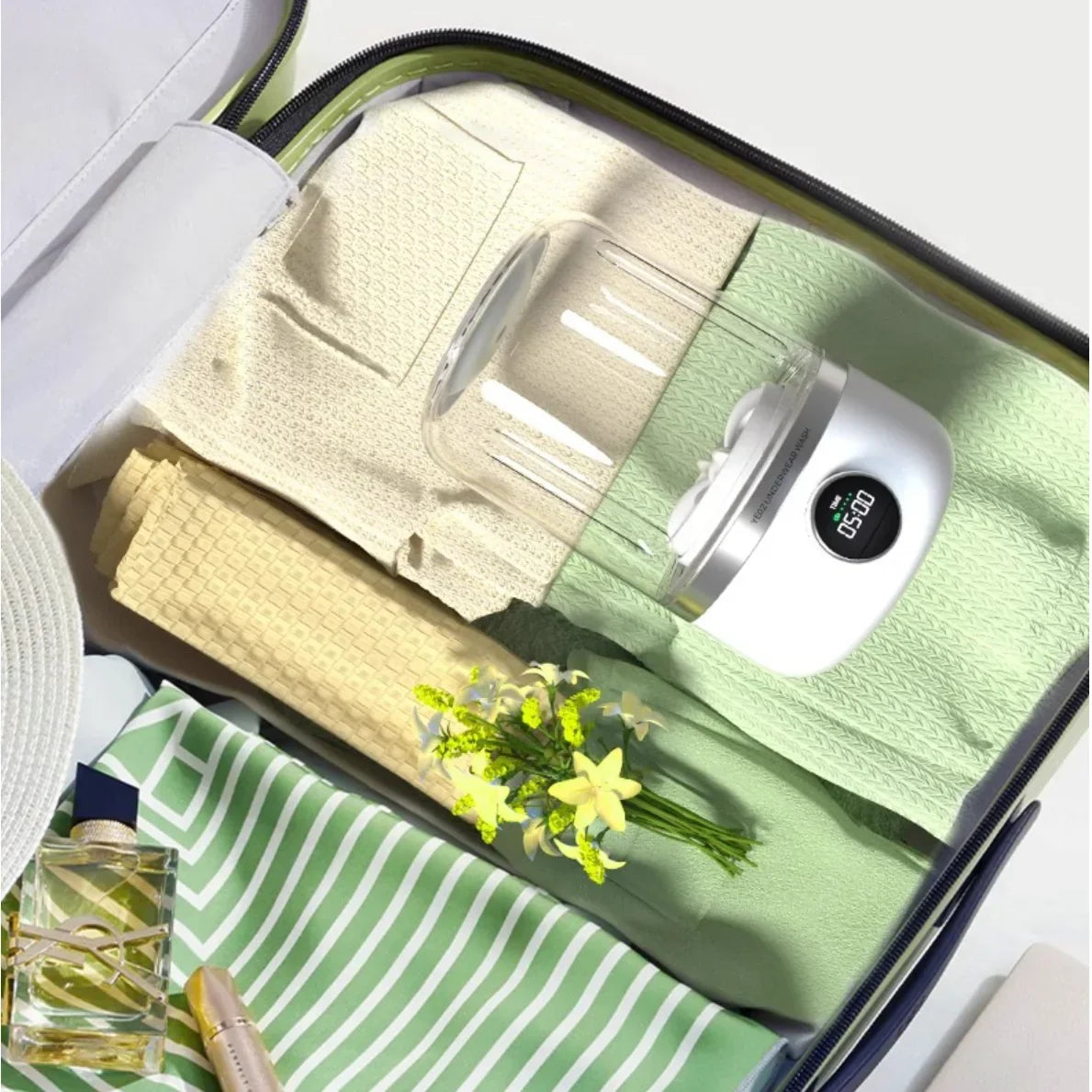 Wireless Mini Washing Machine 1L Portable Laundry Bucket White-2