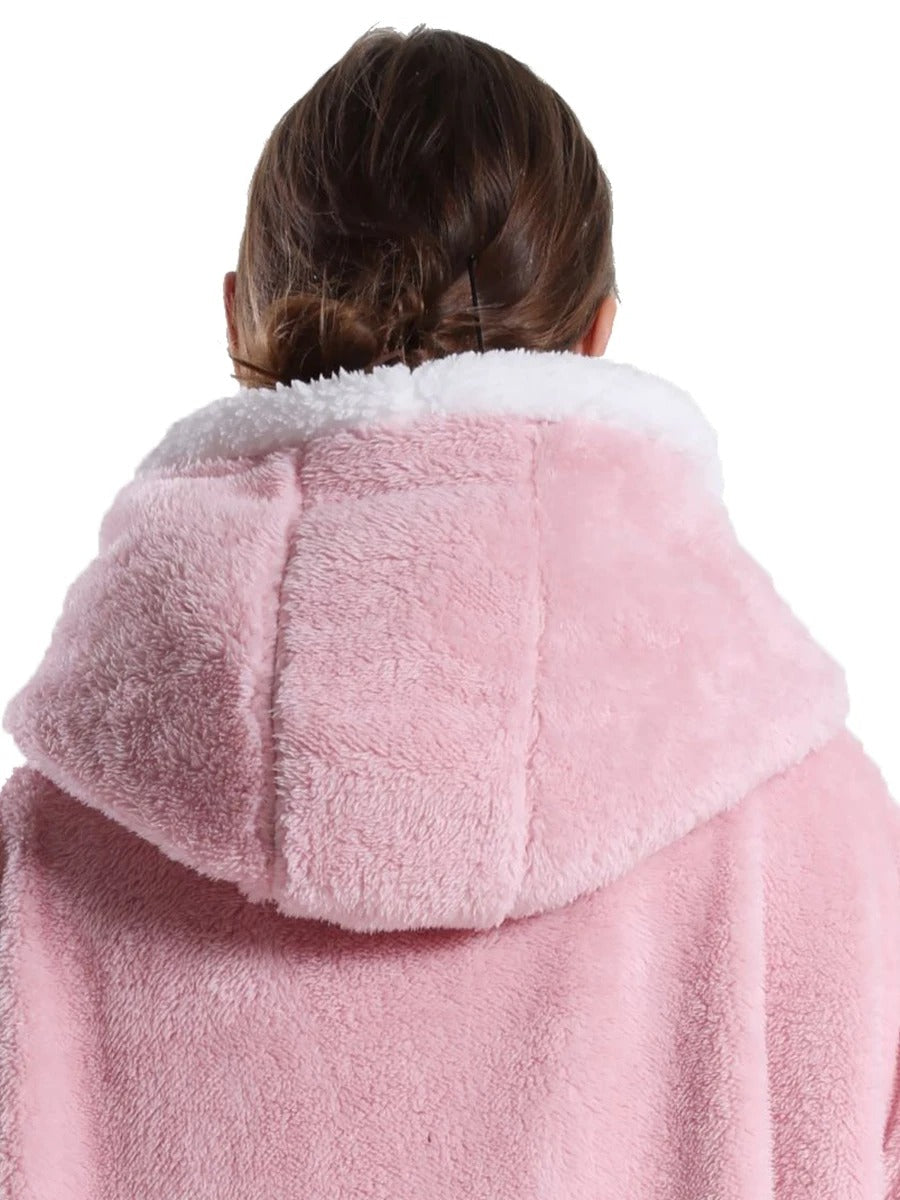 Extra Long Hooded Flannel Wearable Blanket-2