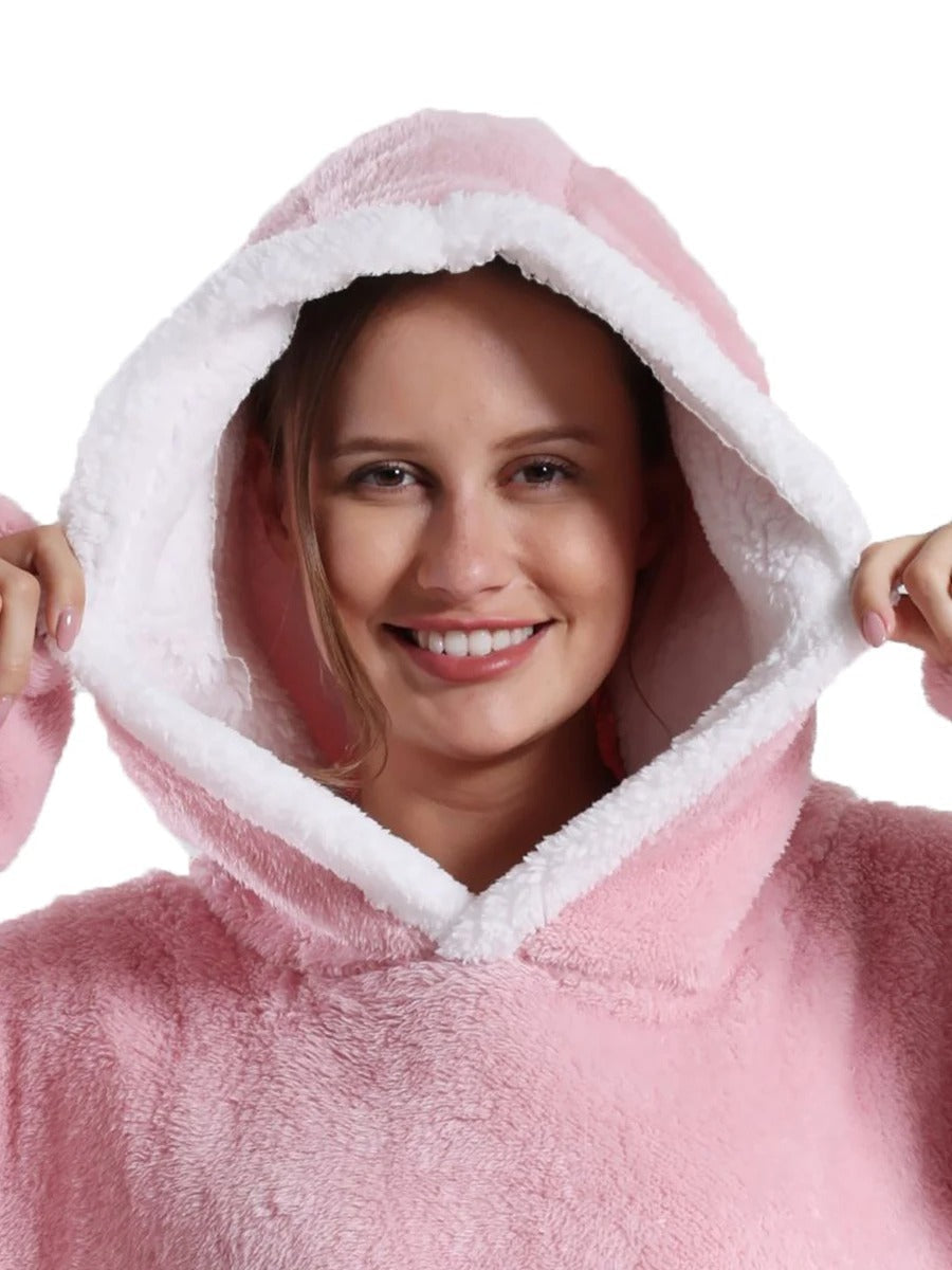 Extra Long Hooded Flannel Wearable Blanket-4