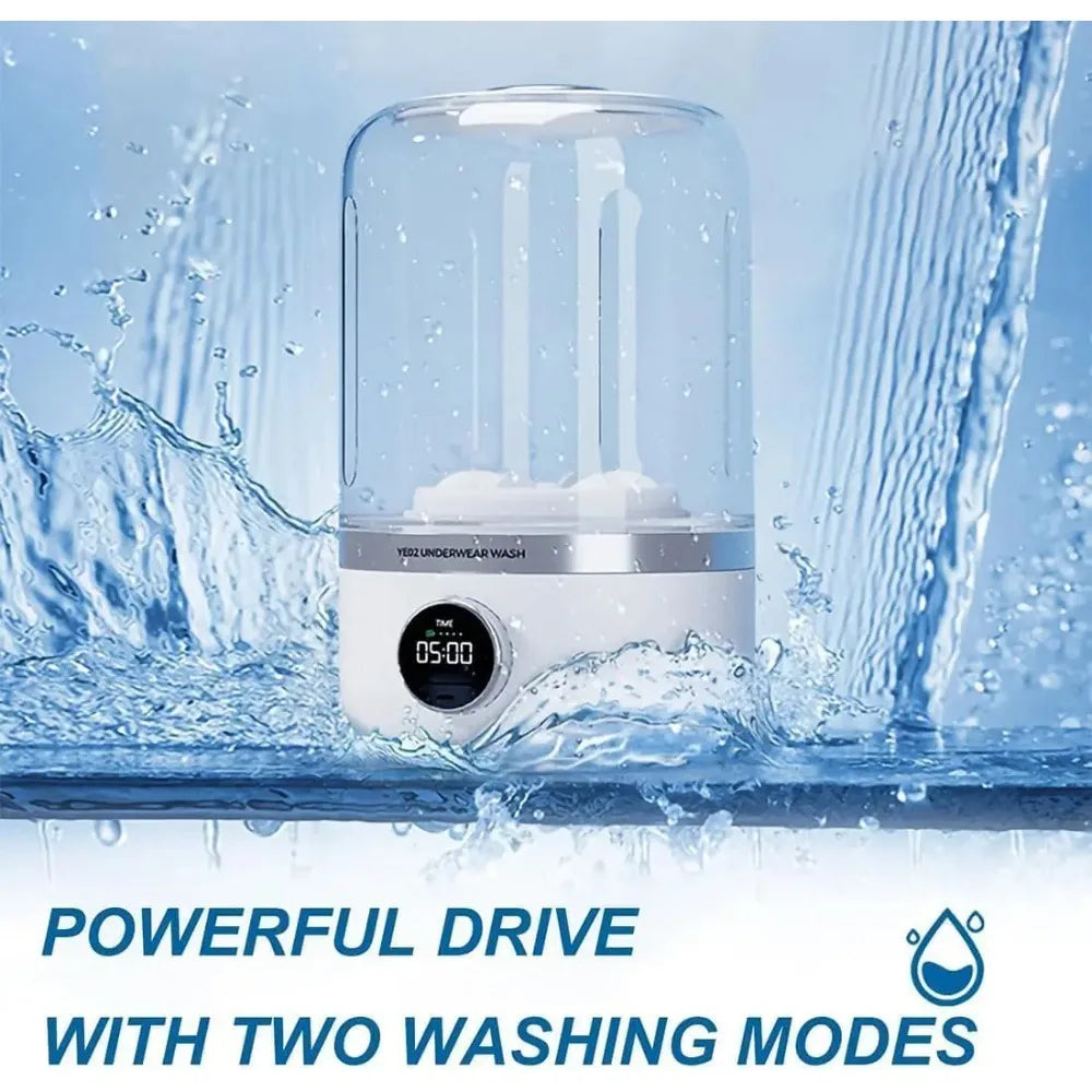 Wireless Mini Washing Machine 1L Portable Laundry Bucket White-3