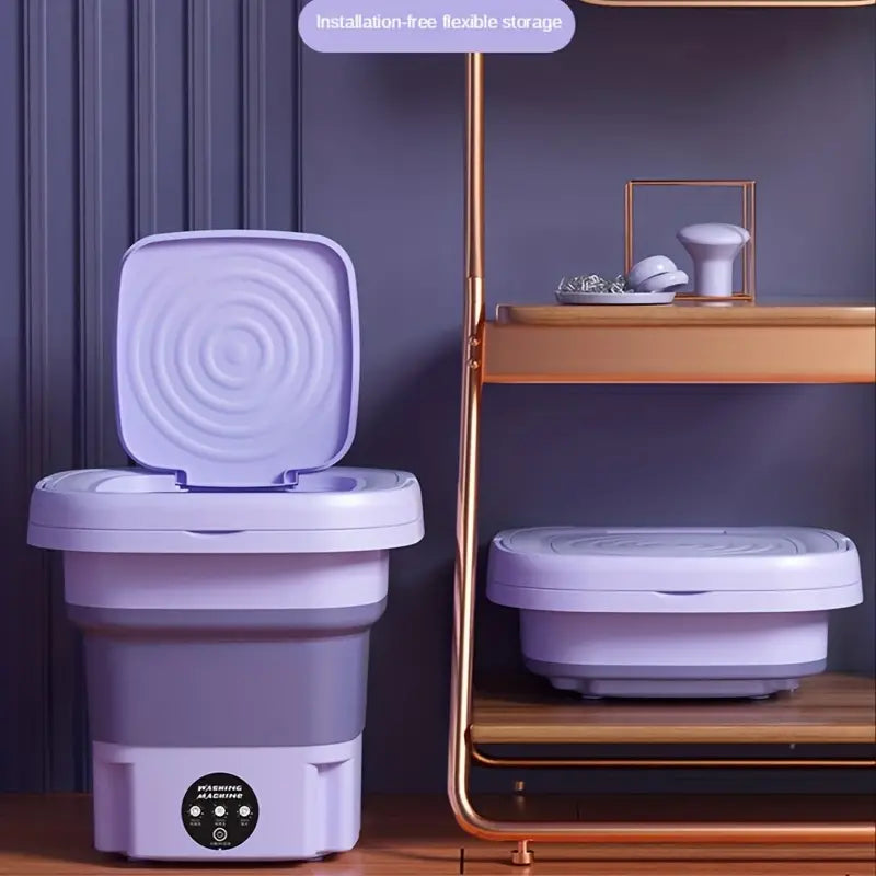 Portable Mini Washing Machine - Collapsible, 8L Capacity, 3 Sterilizing Modes, Purple-2